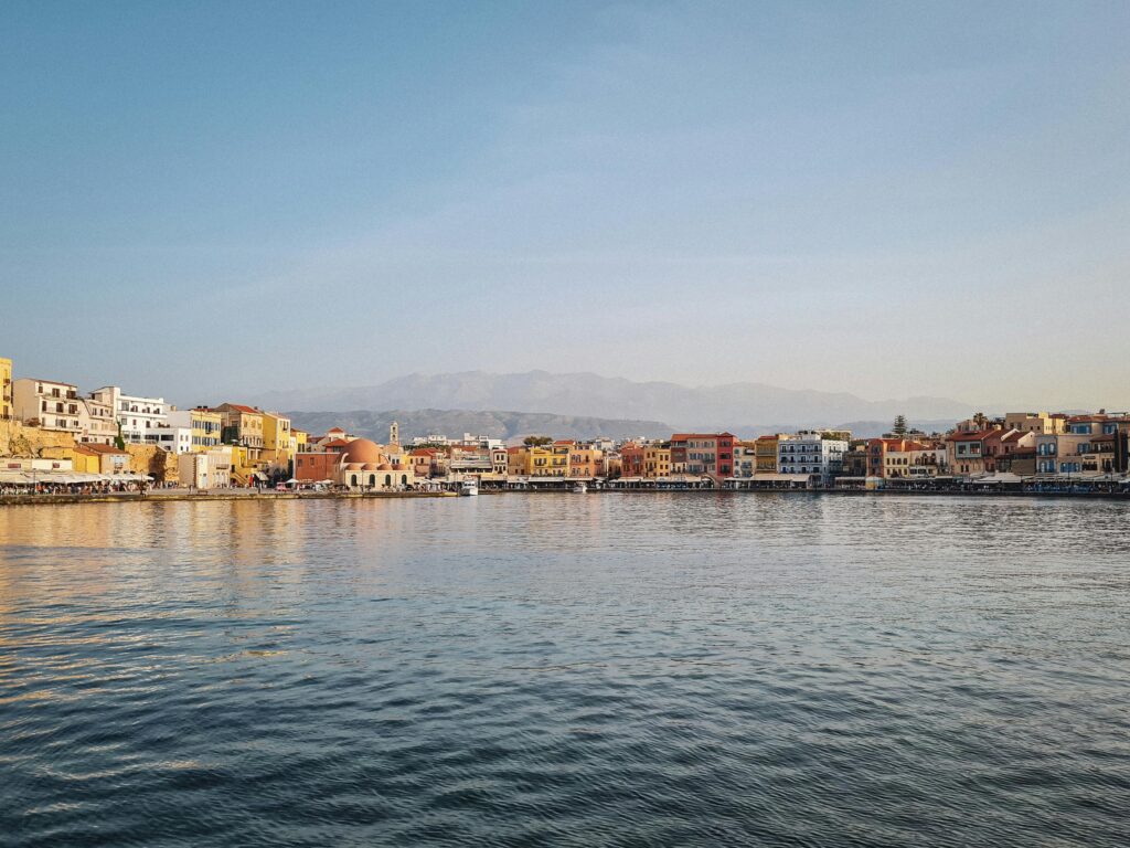 Chania Venetian harbour romantic evening Crete